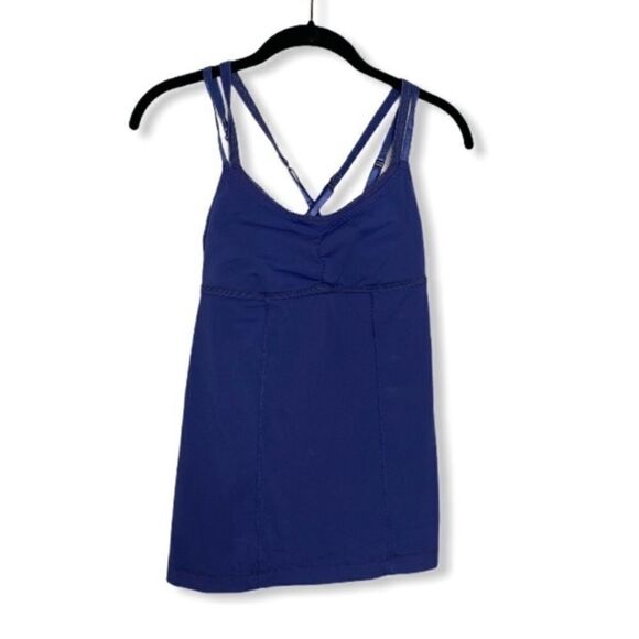 Lululemon Blue Athletic Tank Top Women’s Size Small Built-In Bra Strappy Activew - Picture 1 of 3